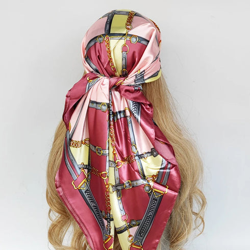 90*90cm Silk Scarf Headwraps For Women Fashion Accessory